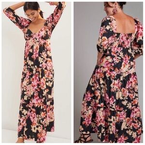 Anthropologie Dress Womens‎ Small Floral Maxi Tiered Beachy Resort Boho Coastal